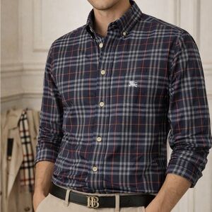 Burberry London Plaid Button Down Shirt Mens Medium Nova Check Cotton